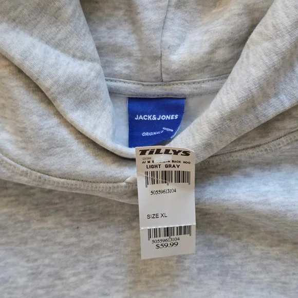 Men's Jack & Jones Light Gray Atelier Studio Hoodie XL - Picture 8 of 8
